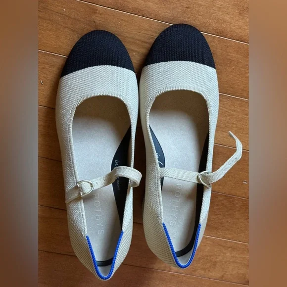 Rothy's Tan and Black Mary Jane’s - Picture 2 of 9